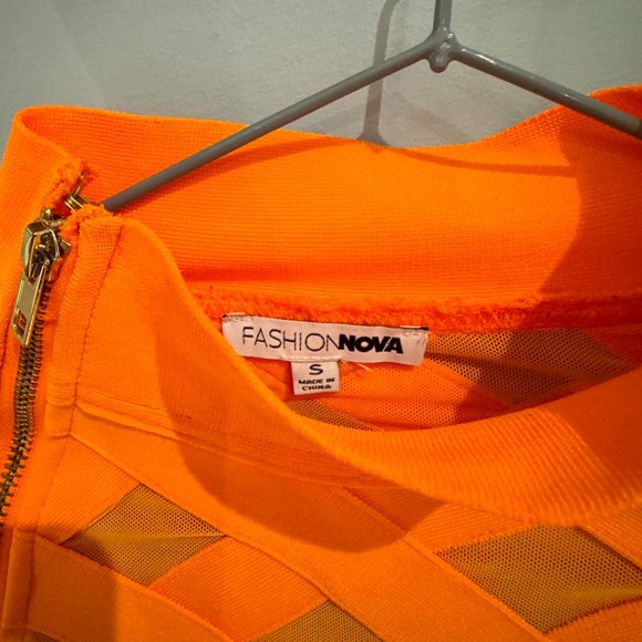 FASHION NOVA Orange Long Sleeve Bandage Mini Dress - Picture 8 of 8